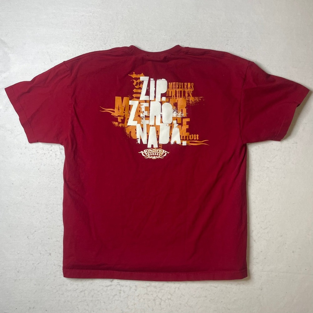 Monster Garage Zip Zero Nada T Shirt‎ Mens 2XL Red Cotton